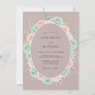 Invitación Boda de peonía malva polvorienta y menta