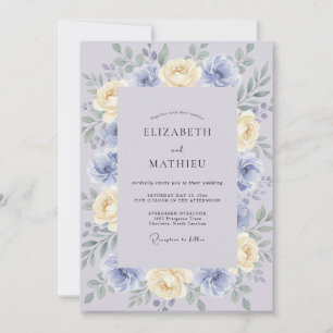 Invitación Boda de Peonía Mantequilla Periwinkle