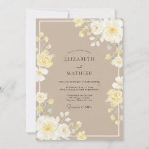 Invitación Boda de peonía marfil suave