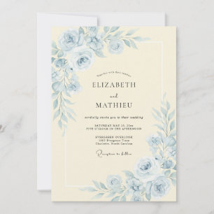 Invitación Boda de peonía marfil y aciano