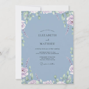 Invitación Boda de Peonía Mauve de Acero