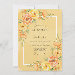 Invitación Boda de peonía melocotón amarillo