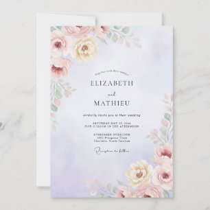 Invitación Boda de Peonía Melocotón Malva