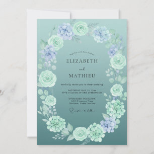 Invitación Boda de Peonía Menta Pizarra