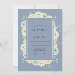 Invitación Boda de peonía menta pizarra flor silvestre