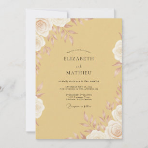 Invitación Boda de Peonía Miel Dorada