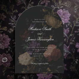Invitación Boda de Peonía Negra Romántica Floral Oscura Moody