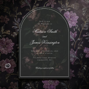 Invitación Boda de Peonía Negra Romántica Floral Oscura Moody