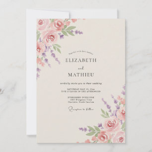 Invitación Boda de peonía orquídea polvorienta