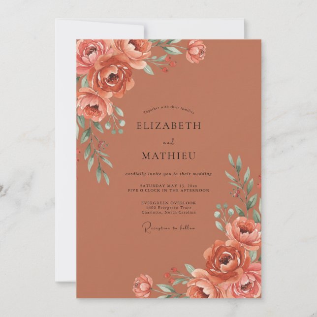 Invitación Boda de Peonía Oxidada (Anverso)