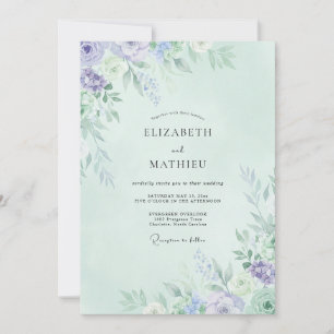 Invitación Boda de peonía perifollaje menta