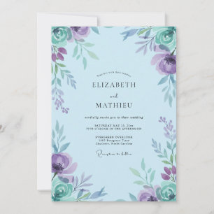 Invitación Boda de Peonía Periwinkle Lavanda Suave