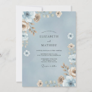 Invitación Boda de peonía pintada con cielo polvoriento