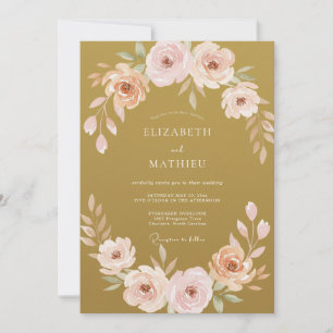 Invitación Boda de Peonía Pintada con Ocra Prensada