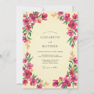 Invitación Boda de peonía pintada de magenta