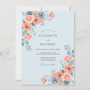 Invitación Boda de Peonía Pizarra Albaricoque