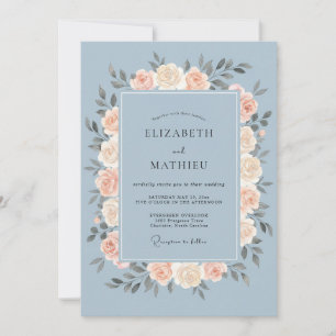 Invitación Boda de Peonía Pizarra en Polvo