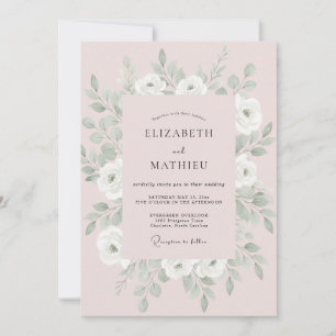 Invitación Boda de peonía plateada con rubor