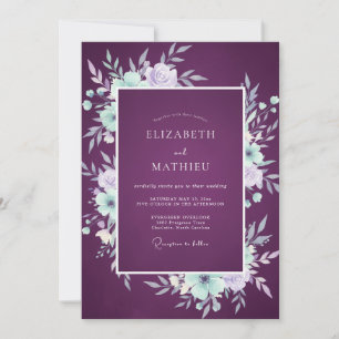 Invitación Boda de Peonía Púrpura Profunda