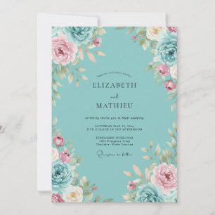 Invitación Boda de peonía rosa acuática