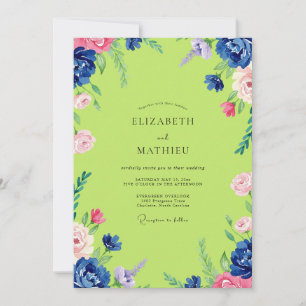 Invitación Boda de Peonía Rosa Chartreuse