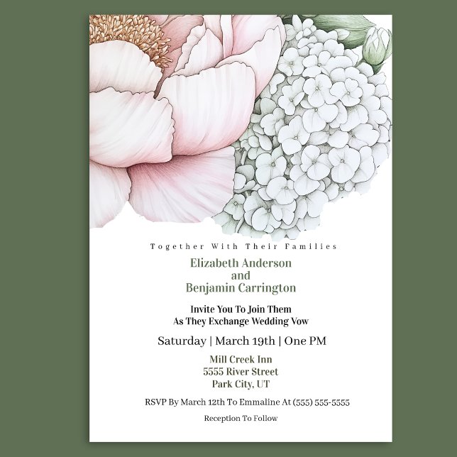 Invitación Boda de Peonía Rosa con Rubor (Subido por el creador)