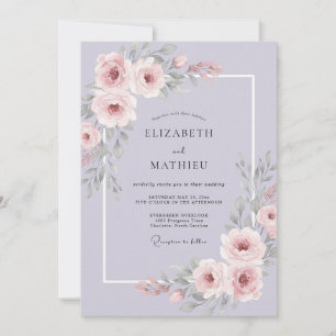 Invitación Boda de peonía rosa lila