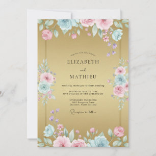 Invitación Boda de Peonía Rosa Miel