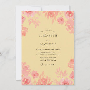 Invitación Boda de peonía rosa Petal Champagne