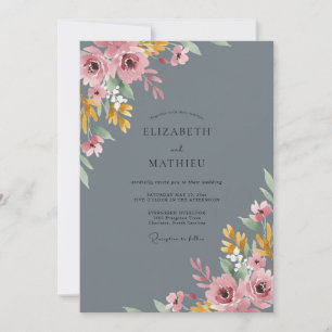 Invitación Boda de Peonía Rosa Pizarra
