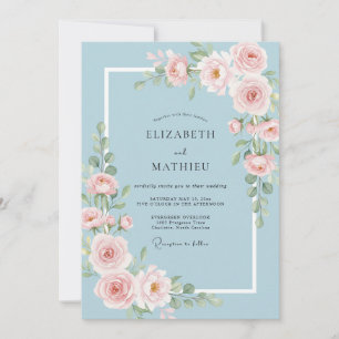 Invitación Boda de Peonía Rosa Polvo