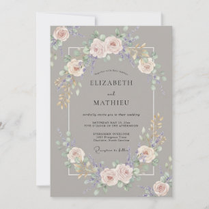Invitación Boda de peonía rosa y beige