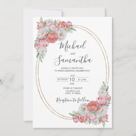 Invitación Boda de Peonía Rosa y Blanca