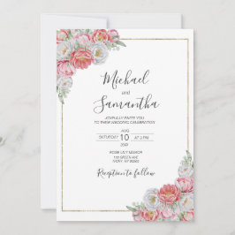Invitación Boda de Peonía Rosa y Blanca