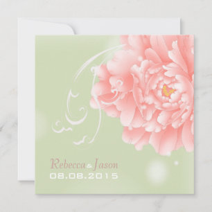 Invitación boda de peonía rosada de la menta botánica