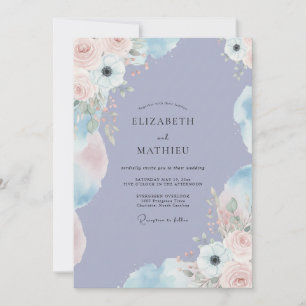 Invitación Boda de peonía suave con toque de pervinca