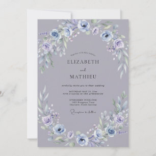 Invitación Boda de peonía suave de lila en pizarra