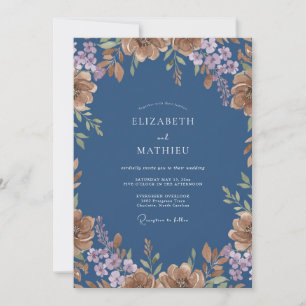 Invitación Boda de peonía suave malva en pizarra