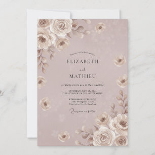 Invitación Boda de Peonía Taupe Malva Lila