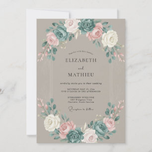 Invitación Boda de peonía taupe silenciada