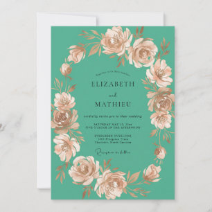 Invitación Boda de Peonía Turquesa