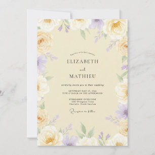 Invitación Boda de peonía violeta crema