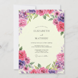 Invitación Boda de peonía violeta magenta