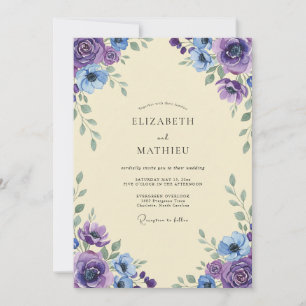 Invitación Boda de Peonía Violeta Periwinkle