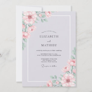 Invitación Boda de Peonía Violeta Plateado