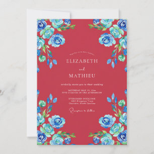 Invitación Boda de Peonía Zafiro Carmesí