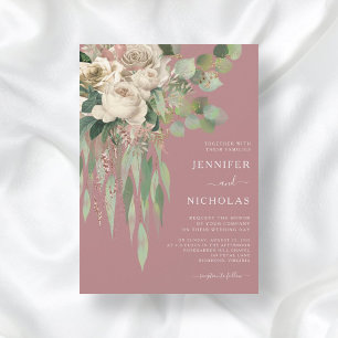 Invitación Boda de peonías florales rosadas elegantes