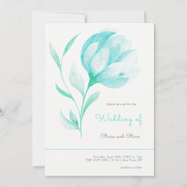 Invitación Boda de Peonies verde azulados