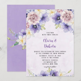 Invitación Boda de Peony Moda Floral Violeta Púrpura