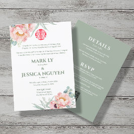 Invitación Boda de Peony Song Hy de Vietnam bilingüe